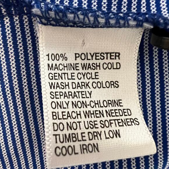 Greg Norman Play Dry Mens Polo Shirt Large Blue White Pinstriped Short Sleeve - Picture 5 of 6